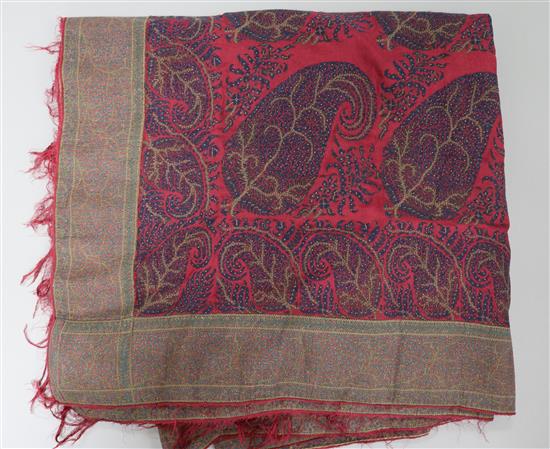 A 19th century pink silk paisley shawl